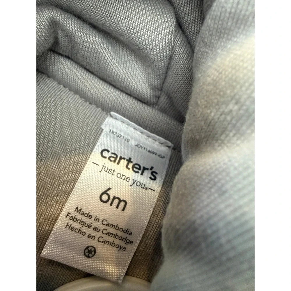 Carters Pram Suit Snowsuit 6 Months 6M Grey Sheep Fleece Hooded Footed NWT Baby